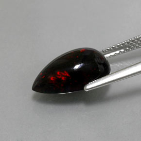 2.51캐럿 천연 멀티컬러 블랙 오팔, 배 모양, 13.3×8 mm, 불투명체