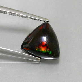 1.88캐럿 천연 멀티컬러 블랙 오팔, 트릴리언, 10.3×9.9 mm, 불투명체