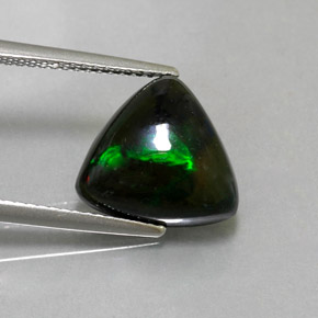 3.11캐럿 천연 멀티컬러 블랙 오팔, 트릴리언, 12.3×11.5 mm, 불투명체