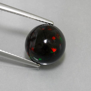 3.78캐럿 천연 멀티컬러 블랙 오팔, 라운드 컷, 11.17 mm, 불투명체