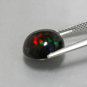 3.78캐럿 천연 멀티컬러 블랙 오팔, 라운드 컷, 11.17 mm, 불투명체