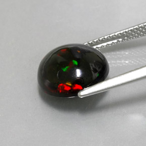 2.80캐럿 천연 멀티컬러 블랙 오팔, 라운드 컷, 11.02 mm, 불투명체