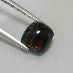 2.40캐럿 천연 멀티컬러 블랙 오팔, 스퀘어, 8.8×8.2 mm, 불투명체