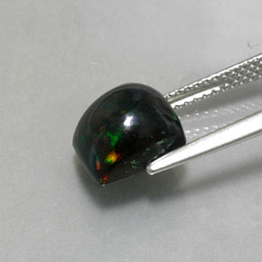 2.40캐럿 천연 멀티컬러 블랙 오팔, 스퀘어, 8.8×8.2 mm, 불투명체