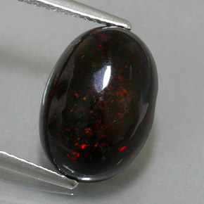 3.63캐럿 천연 멀티컬러 블랙 오팔, 타원형 컷, 14.1×10 mm, 불투명체