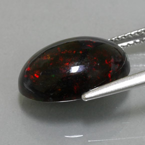 3.63캐럿 천연 멀티컬러 블랙 오팔, 타원형 컷, 14.1×10 mm, 불투명체