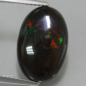 4.78캐럿 천연 멀티컬러 블랙 오팔, 타원형 컷, 16.4×10.9 mm, 불투명체
