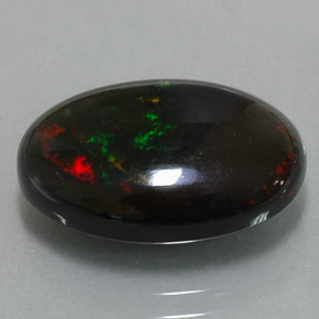 4.78캐럿 천연 멀티컬러 블랙 오팔, 타원형 컷, 16.4×10.9 mm, 불투명체