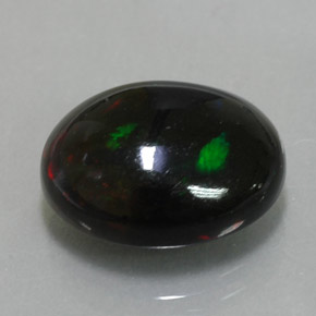 4.50캐럿 천연 멀티컬러 블랙 오팔, 타원형 컷, 14.1×10.7 mm, 불투명체