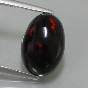 3.75캐럿 천연 멀티컬러 블랙 오팔, 타원형 컷, 13.4×9.3 mm, 불투명체