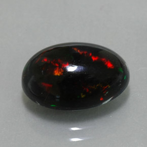 3.75캐럿 천연 멀티컬러 블랙 오팔, 타원형 컷, 13.4×9.3 mm, 불투명체