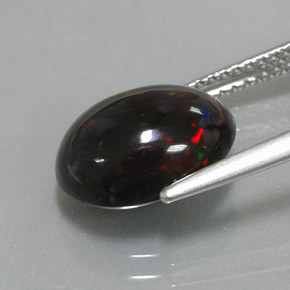 2.73캐럿 천연 멀티컬러 블랙 오팔, 타원형 컷, 11.9×9 mm, 불투명체