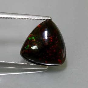 3.57캐럿 천연 멀티컬러 블랙 오팔, 트릴리언, 12.9×12.1 mm, 불투명체