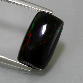 2.31캐럿 천연 멀티컬러 블랙 오팔, 바게트, 12.7×7.5 mm, 불투명체