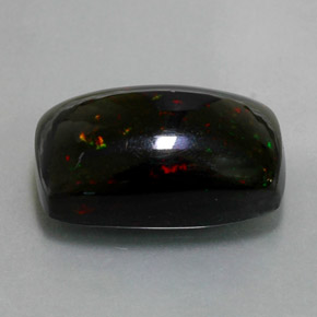 4.89캐럿 천연 멀티컬러 블랙 오팔, 쿠션 컷, 15.2×9.7 mm, 불투명체