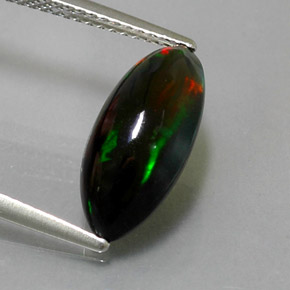 2.74캐럿 천연 멀티컬러 블랙 오팔, 마퀴즈, 15.3×7.1 mm, 불투명체