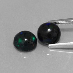 캐럿 천연 멀티컬러 블랙 오팔 보석, 라운드 컷, 6.03 mm, 불투명체