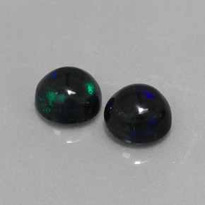 캐럿 천연 멀티컬러 블랙 오팔 보석, 라운드 컷, 6.03 mm, 불투명체