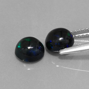 캐럿 천연 멀티컬러 블랙 오팔 보석, 라운드 컷, 6.03 mm, 불투명체