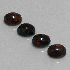 캐럿 천연 멀티컬러 블랙 오팔 보석, 타원형 컷, 8.2×6.2 mm, 불투명체