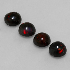캐럿 천연 멀티컬러 블랙 오팔 보석, 라운드 컷, 6.08 mm, 불투명체