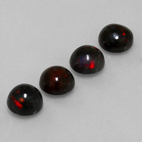캐럿 천연 멀티컬러 블랙 오팔 보석, 라운드 컷, 6.08 mm, 불투명체
