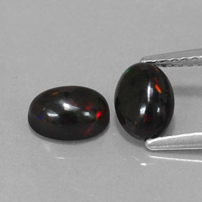 캐럿 천연 멀티컬러 블랙 오팔 보석, 타원형 컷, 6.9×5 mm, 불투명체