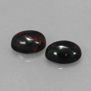 캐럿 천연 멀티컬러 블랙 오팔 보석, 타원형 컷, 6.9×5 mm, 불투명체