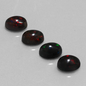 캐럿 천연 멀티컬러 블랙 오팔 보석, 타원형 컷, 6×4.1 mm, 불투명체