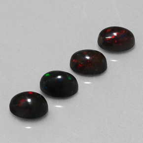 캐럿 천연 멀티컬러 블랙 오팔 보석, 타원형 컷, 6×4.1 mm, 불투명체