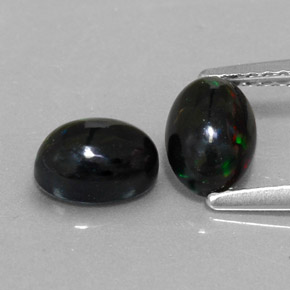 캐럿 천연 멀티컬러 블랙 오팔 보석, 타원형 컷, 6.9×5 mm, 불투명체