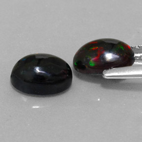 캐럿 천연 멀티컬러 블랙 오팔 보석, 타원형 컷, 6.9×5 mm, 불투명체