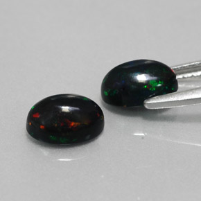 캐럿 천연 멀티컬러 블랙 오팔 보석, 타원형 컷, 7×5 mm, 불투명체