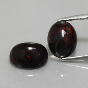 캐럿 천연 멀티컬러 블랙 오팔 보석, 타원형 컷, 9×7.1 mm, 불투명체