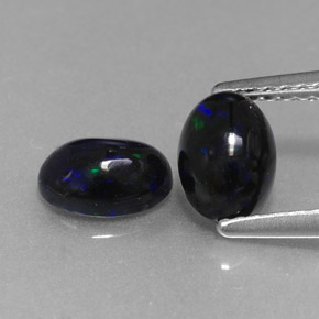 캐럿 천연 멀티컬러 블랙 오팔 보석, 타원형 컷, 7.1×5 mm, 불투명체