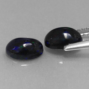 캐럿 천연 멀티컬러 블랙 오팔 보석, 타원형 컷, 7.1×5 mm, 불투명체
