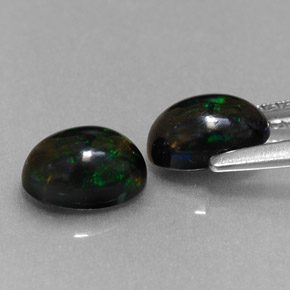 캐럿 천연 멀티컬러 블랙 오팔 보석, 타원형 컷, 7×5 mm, 불투명체