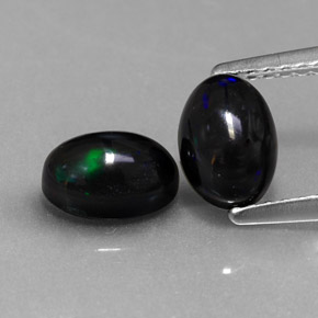 캐럿 천연 멀티컬러 블랙 오팔 보석, 타원형 컷, 7.1×5 mm, 불투명체