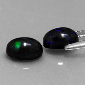 캐럿 천연 멀티컬러 블랙 오팔 보석, 타원형 컷, 7.1×5 mm, 불투명체