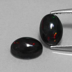 캐럿 천연 멀티컬러 블랙 오팔 보석, 타원형 컷, 7×5 mm, 불투명체