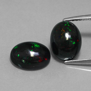 캐럿 천연 멀티컬러 블랙 오팔 보석, 타원형 컷, 9.1×7.1 mm, 불투명체