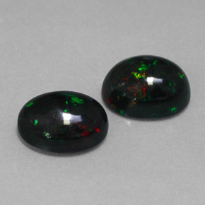 캐럿 천연 멀티컬러 블랙 오팔 보석, 타원형 컷, 9.1×7.1 mm, 불투명체