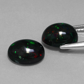 캐럿 천연 멀티컬러 블랙 오팔 보석, 타원형 컷, 9.1×7.1 mm, 불투명체