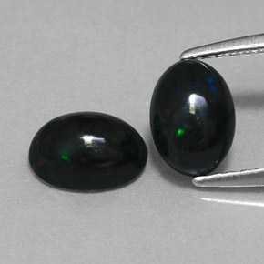 캐럿 천연 멀티컬러 블랙 오팔 보석, 타원형 컷, 7.1×5 mm, 불투명체