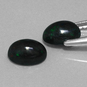 캐럿 천연 멀티컬러 블랙 오팔 보석, 타원형 컷, 7.1×5 mm, 불투명체
