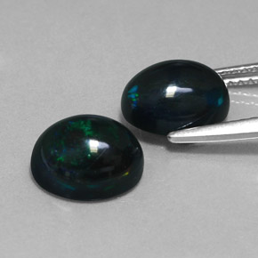 캐럿 천연 멀티컬러 블랙 오팔 보석, 타원형 컷, 9×7 mm, 불투명체