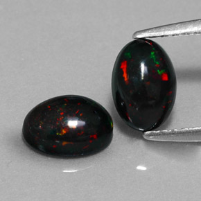 캐럿 천연 멀티컬러 블랙 오팔 보석, 타원형 컷, 7×5 mm, 불투명체