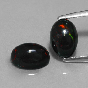캐럿 천연 멀티컬러 블랙 오팔 보석, 타원형 컷, 7×5 mm, 불투명체
