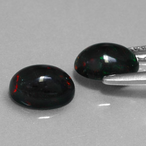 캐럿 천연 멀티컬러 블랙 오팔 보석, 타원형 컷, 7×5 mm, 불투명체