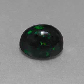 1.58캐럿 천연 멀티컬러 블랙 오팔, 타원형 컷, 9×7 mm, 불투명체